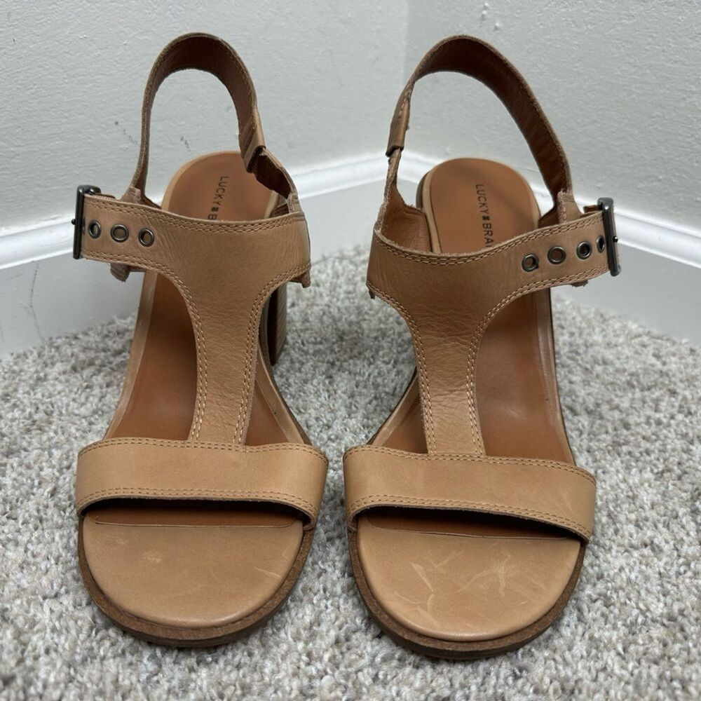 New Lucky Brand Women's Vidany 4” High Heel Sandal Heeled, size 11 Tan Brown